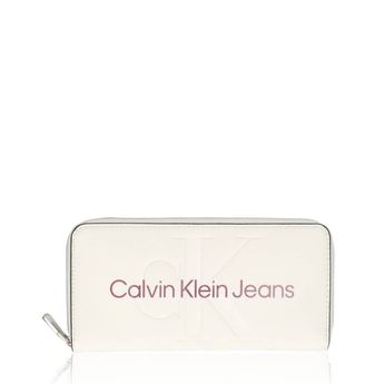 Calvin Klein damă cu design stilat portofel cu fermoar - alb