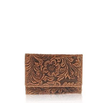 Mercucio damă din piele portofel cu imprimeu floral - maro