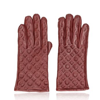 Ghici mănuși de piele pentru femei - visiniu