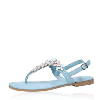 Marco Tozzi sandale damă din piele cu strasuri decorative - albastru