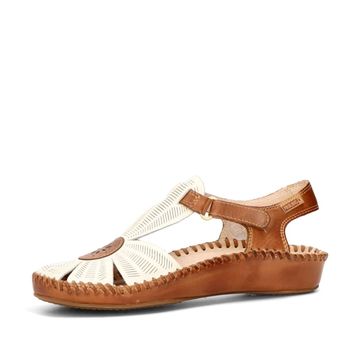 Pikolinos damă sandale din piele - alb/maro